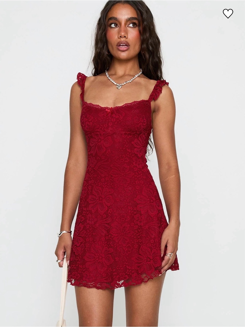Princess Polly Burgundy Lace Mini Dress with Ruffled Straps